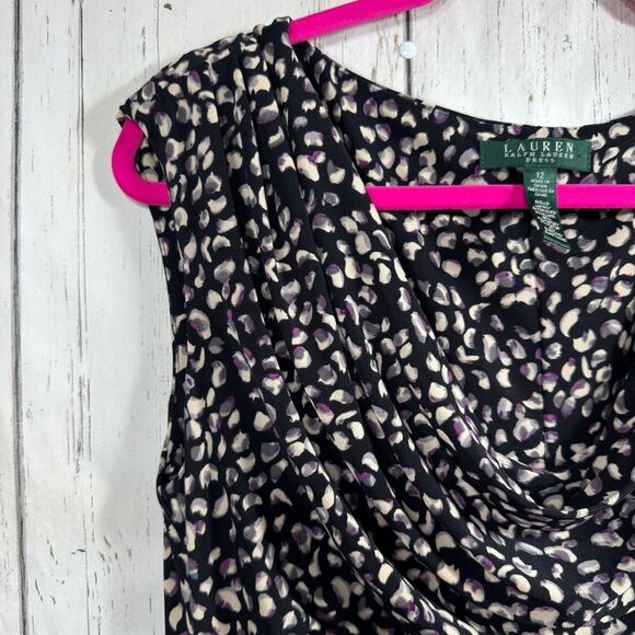 Lauren Ralph Lauren Ruched Cowl Neck Sleeveless Stretch Sheath Casual Midi Dress - Picture 2 of 15